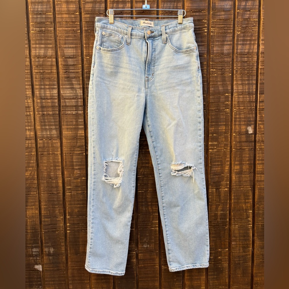 Madewell The Perfect Vintage Straight Light Wash Distressed Jeans